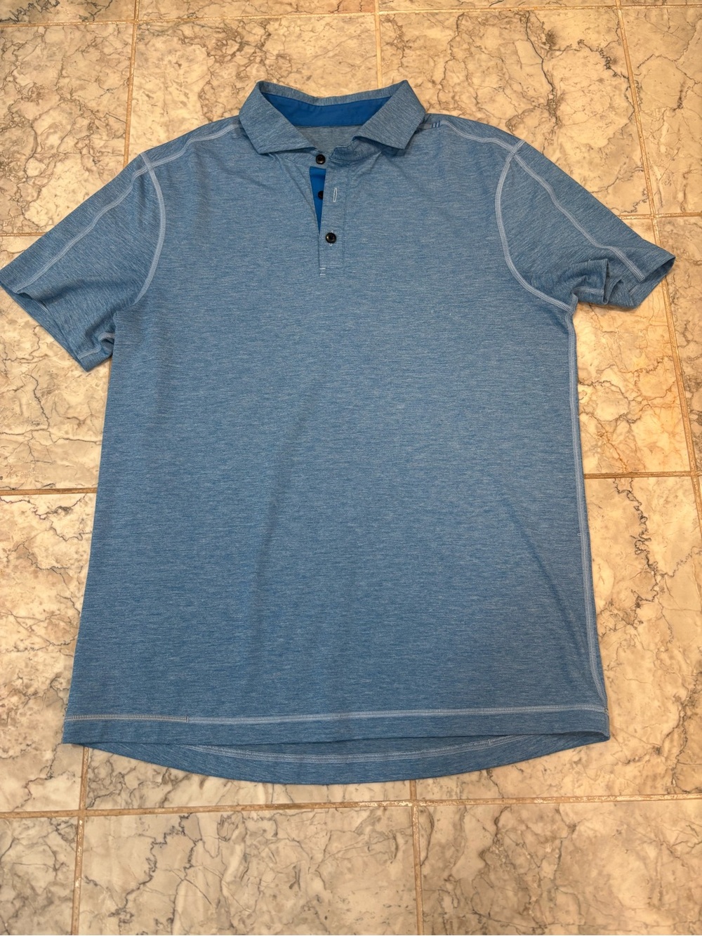 Lululemon Mens Polo Shirt Blue Heather No Size/Check Measurements/Fits Large